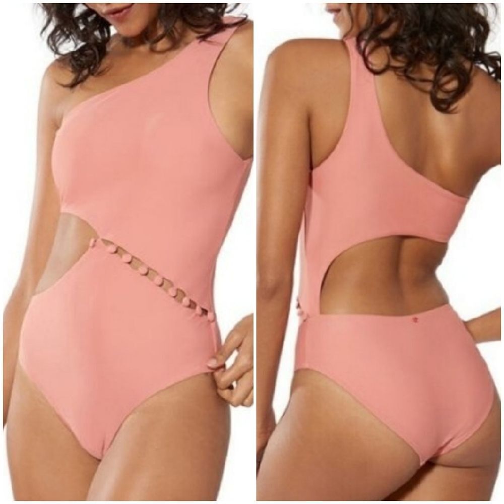 Red Carter Women's Asymmetric Maillot One Shoulder One-Piece Swimsuit Si…